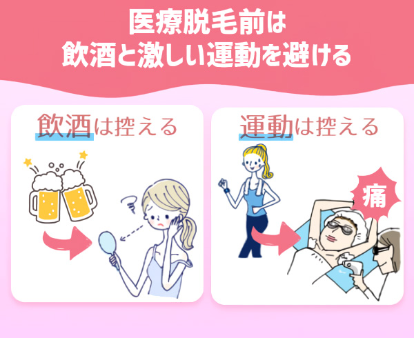 医療脱毛前は飲酒と運動を控える