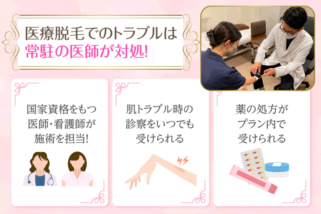医療脱毛のトラブルは常駐の医師が対応してくれる