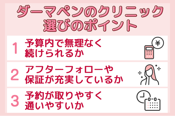 ダーマペンのクリニックは後悔しないために続けやすさで選ぶ