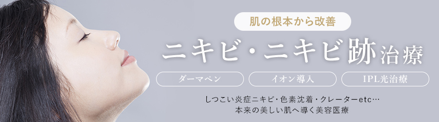 ニキビ・ニキビ跡治療 ダーマペン/イオン導入/IPL光治療 しつこい炎症ニキビ・色素沈着・クレーターetc...本来の美しい肌へ導く美容医療